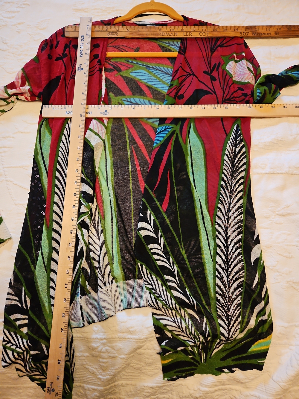Desigual Red Botanical Size Medium Open-Front Cardigan - Picture 8 of 9
